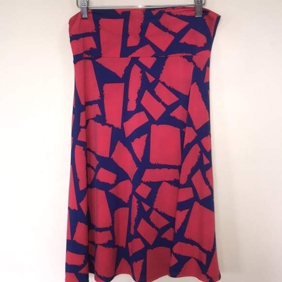 LuLaRoe Red & Blue “Simply Comfortable” Skirt Size Medium - Picture 2 of 5